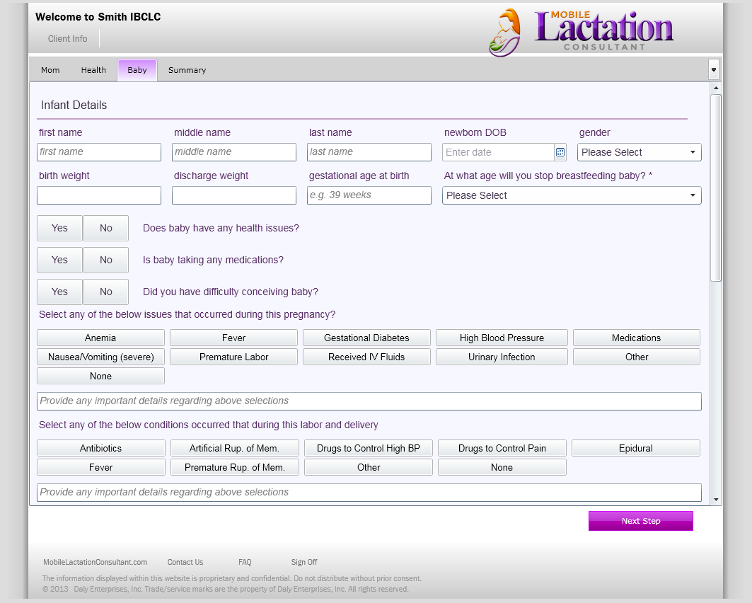 Lactation Consultant Charting Software